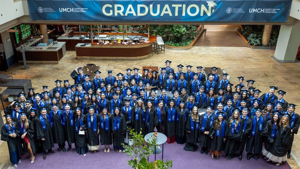 103 graduates of UMFST-UMCH Hamburg celebrating Graduation 2026 at the Grand Elysée Hotel in Hamburg.
