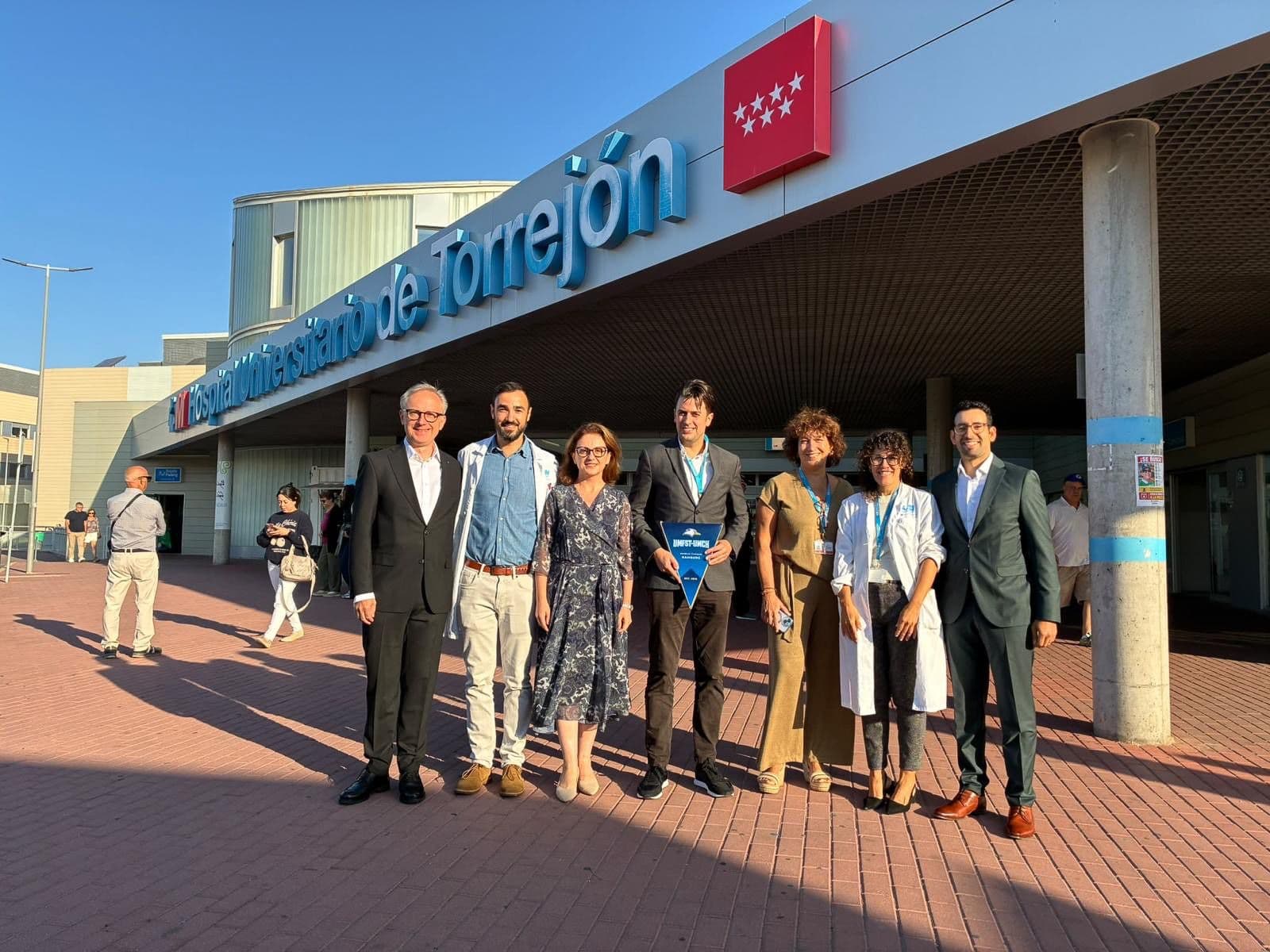 UMFST-UMCH and University Hospital Torrejón representatives during a medical cooperation visit in Madrid.